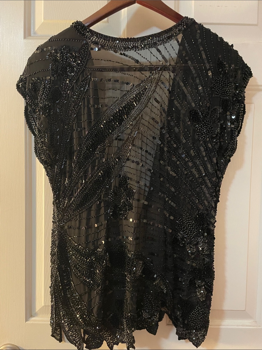 VTG OLEG CASSINI BEADED SILK TOP
